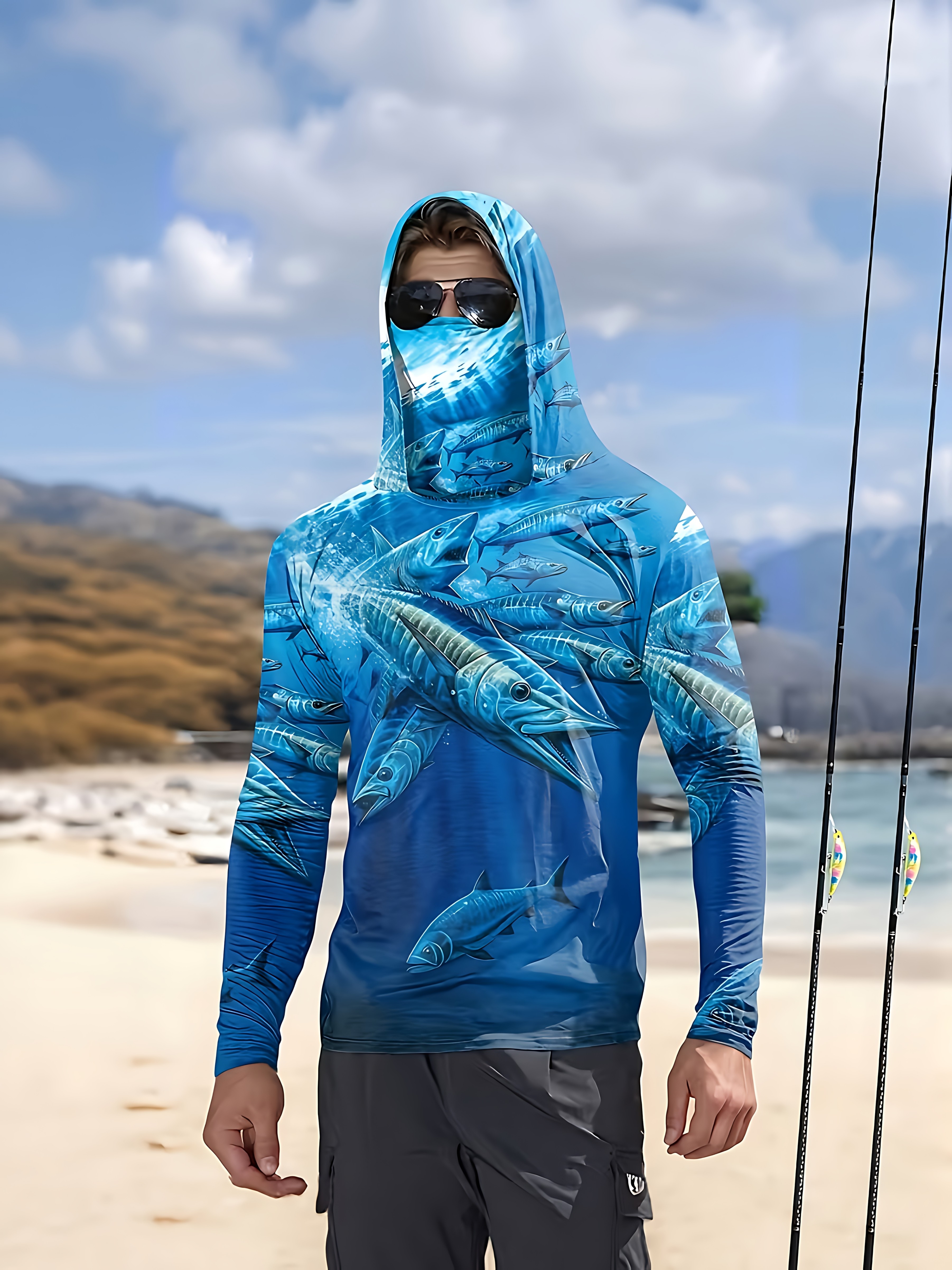 Fishing Shirt Hooded Men Fishi - Fishing Mask Sun Protection recensione e prezzo