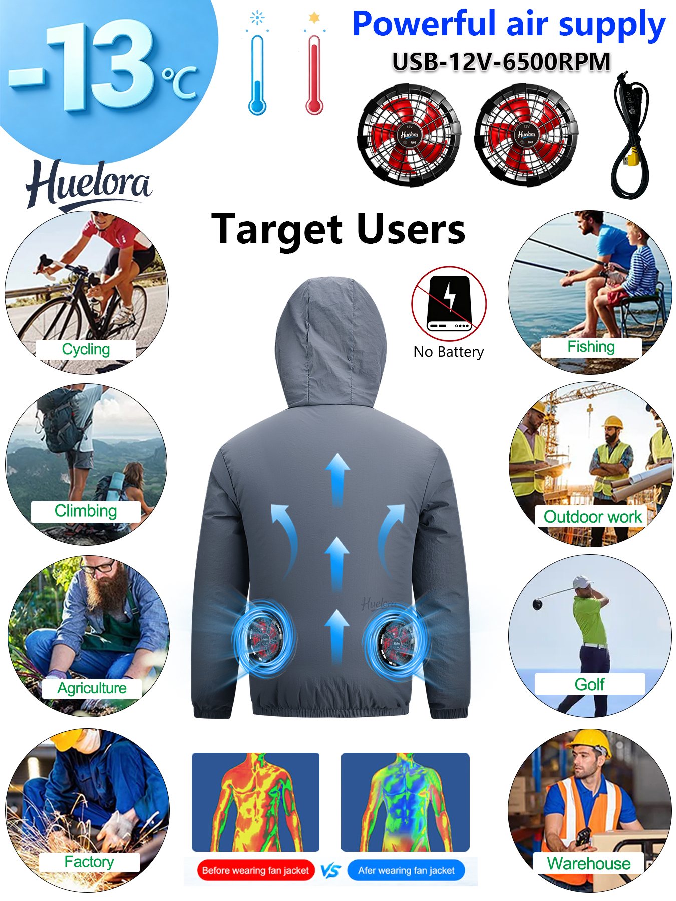 Men's Hooded USB Cooling Jacke - Fishing Hoodie recensione e prezzo