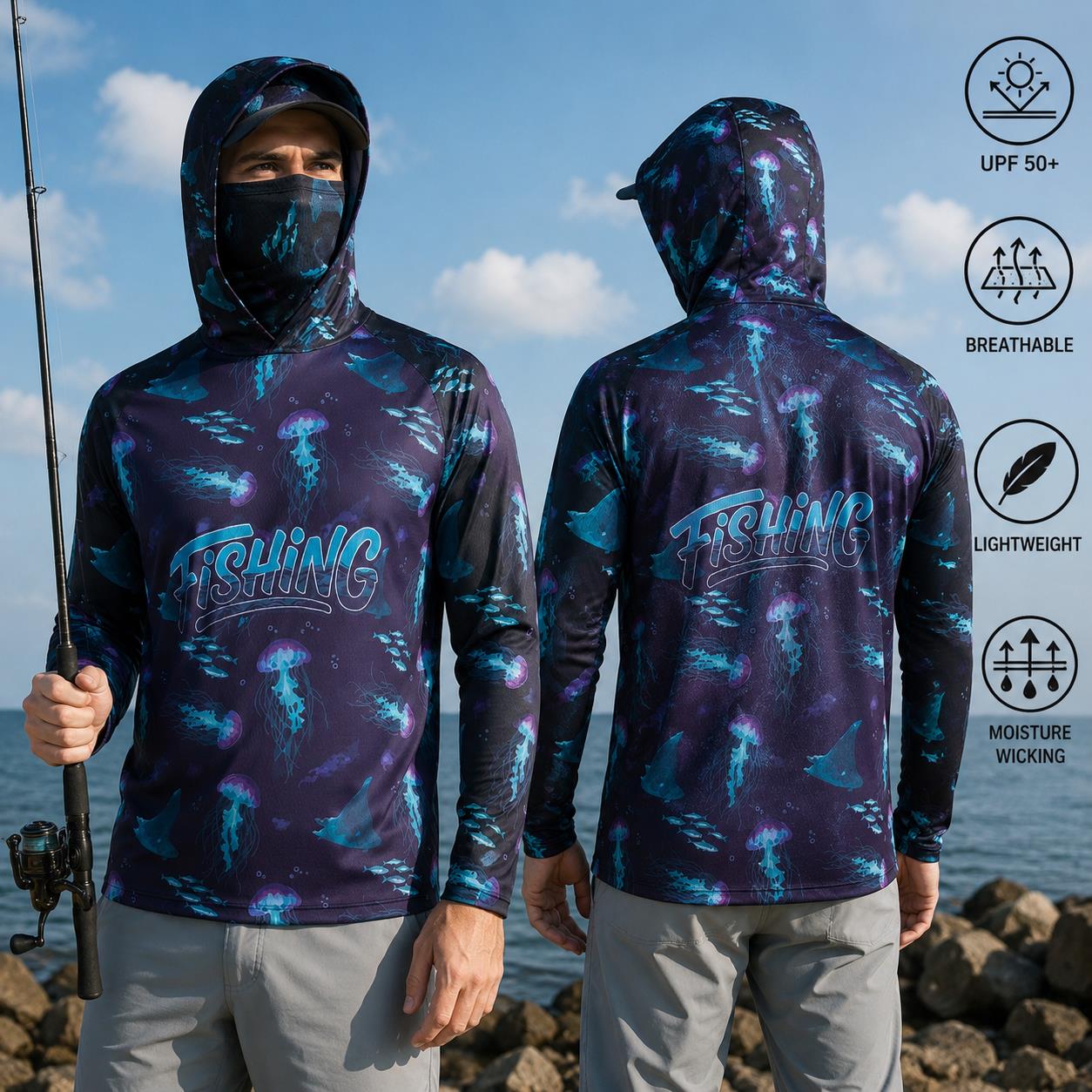 Fishing Shirt Hooded Men Fishi - Fishing Mask Sun Protection recensione e prezzo